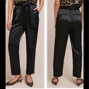 Anthropologie Ett:Twa satin tie waist pants size 8